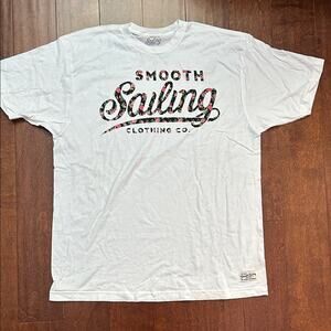 Smooth Sailing Clothing White Graphic Tee with Floral Lettering, Size XL, NWOT